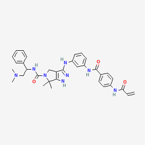 N-[2-(dimethylamino)-1-phenylethyl]-6,6-dimethyl-3-[3-[[4-(prop-2-enoylamino)benzoyl]amino]anilino]-1,4-dihydropyrrolo[3,4-c]pyrazole-5-carboxamide