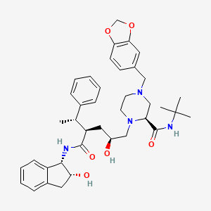 molecular formula C39H50N4O6 B10817696 (2S)-4-(1,3-benzodioxol-5-ylmethyl)-N-tert-butyl-1-[(2S,4R,5S)-2-hydroxy-4-[[(1S,2R)-2-hydroxy-2,3-dihydro-1H-inden-1-yl]carbamoyl]-5-phenylhexyl]piperazine-2-carboxamide 