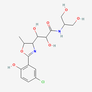 3-[2-(5-chloro-2-hydroxyphenyl)-5-methyl-4,5-dihydro-1,3-oxazol-4-yl]-N-(1,3-dihydroxypropan-2-yl)-2,3-dihydroxypropanamide