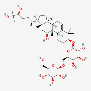 molecular formula C42H72O14 B10817756 (2R,3R,4S,5S,6R)-2-(((3S,8S,9R,10R,11R,13R,14S,17R)-17-((2R,5R)-5,6-Dihydroxy-6-methylheptan-2-yl)-11-hydroxy-4,4,9,13,14-pentamethyl-2,3,4,7,8,9,10,11,12,13,14,15,16,17-tetradecahydro-1H-cyclopenta[a]phenanthren-3-yl)oxy)-6-((((2R,3R,4S,5S,6R)-3,4,5-trihydroxy-6-(hydroxymethyl)tetrahydro-2H-pyran-2-yl)oxy)methyl)tetrahydro-2H-pyran-3,4,5-triol 