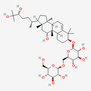 molecular formula C42H72O14 B10817838 (2R,3R,4S,5S,6R)-2-[[(2R,3S,4S,5R,6R)-6-[[(3S,8R,9R,10R,11R,13R,14S,17R)-17-[(2R,5R)-5,6-dihydroxy-6-methylheptan-2-yl]-11-hydroxy-4,4,9,13,14-pentamethyl-2,3,7,8,10,11,12,15,16,17-decahydro-1H-cyclopenta[a]phenanthren-3-yl]oxy]-3,4,5-trihydroxyoxan-2-yl]methoxy]-6-(hydroxymethyl)oxane-3,4,5-triol 