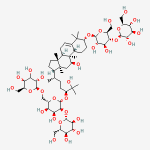 (2S,3S,5R,6S)-2-[[(2S,3R,4S,5S,6R)-6-[(3S,6S)-6-[(3R,8R,9S,10S,11S,13S,14R,17S)-3-[(2S,3S,4S,5R,6S)-3,4-dihydroxy-6-(hydroxymethyl)-5-[(2R,3S,4R,5R,6S)-3,4,5-trihydroxy-6-(hydroxymethyl)oxan-2-yl]oxyoxan-2-yl]oxy-11-hydroxy-4,4,9,13,14-pentamethyl-2,3,7,8,10,11,12,15,16,17-decahydro-1H-cyclopenta[a]phenanthren-17-yl]-2-hydroxy-2-methylheptan-3-yl]oxy-3,4-dihydroxy-5-[(2R,3S,4R,5R,6S)-3,4,5-trihydroxy-6-(hydroxymethyl)oxan-2-yl]oxyoxan-2-yl]methoxy]-6-(hydroxymethyl)oxane-3,4,5-triol