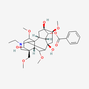 molecular formula C32H45NO9 B10817843 [(2R,3R,4R,5S,6S,8R,13R,14R,16S,17S,18R)-11-ethyl-5,8,14-trihydroxy-6,16,18-trimethoxy-13-(methoxymethyl)-11-azahexacyclo[7.7.2.12,5.01,10.03,8.013,17]nonadecan-4-yl] benzoate 