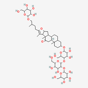 molecular formula C51H82O24 B10817865 16-[5-[4,5-dihydroxy-6-(hydroxymethyl)-3-[3,4,5-trihydroxy-6-(hydroxymethyl)oxan-2-yl]oxyoxan-2-yl]oxy-3,4-dihydroxy-6-(hydroxymethyl)oxan-2-yl]oxy-7,9,13-trimethyl-6-[3-methyl-4-[3,4,5-trihydroxy-6-(hydroxymethyl)oxan-2-yl]oxybutyl]-5-oxapentacyclo[10.8.0.02,9.04,8.013,18]icos-6-en-10-one 