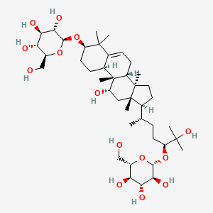 (2S,3S,4R,5R,6S)-2-[[(3R,8R,9S,10S,11S,13S,14R,17S)-11-hydroxy-17-[(2S,5S)-6-hydroxy-6-methyl-5-[(2R,3S,4R,5R,6S)-3,4,5-trihydroxy-6-(hydroxymethyl)oxan-2-yl]oxyheptan-2-yl]-4,4,9,13,14-pentamethyl-2,3,7,8,10,11,12,15,16,17-decahydro-1H-cyclopenta[a]phenanthren-3-yl]oxy]-6-(hydroxymethyl)oxane-3,4,5-triol