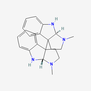 molecular formula C22H26N4 B10817989 (3aS)-8b-[(3aS)-3-methyl-1,2,3a,4-tetrahydropyrrolo[2,3-b]indol-8b-yl]-3-methyl-1,2,3a,4-tetrahydropyrrolo[2,3-b]indole 