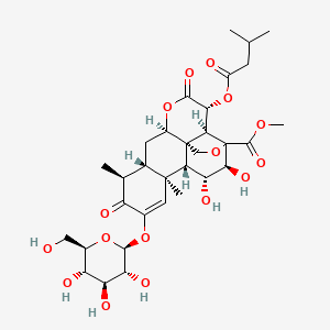 molecular formula C32H44O16 B10818072 methyl (1R,2S,3R,6R,8S,9S,13S,14R,15R,16S)-15,16-dihydroxy-9,13-dimethyl-3-(3-methylbutanoyloxy)-4,10-dioxo-11-[(2S,3R,4S,5S,6R)-3,4,5-trihydroxy-6-(hydroxymethyl)oxan-2-yl]oxy-5,18-dioxapentacyclo[12.5.0.01,6.02,17.08,13]nonadec-11-ene-17-carboxylate 