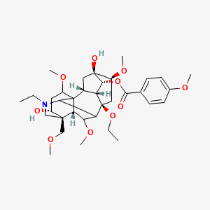 molecular formula C35H51NO10 B10818098 [(2R,3R,4R,5S,6S,8R,13R,14R,16S,17S,18R)-8-ethoxy-11-ethyl-5,14-dihydroxy-6,16,18-trimethoxy-13-(methoxymethyl)-11-azahexacyclo[7.7.2.12,5.01,10.03,8.013,17]nonadecan-4-yl] 4-methoxybenzoate 