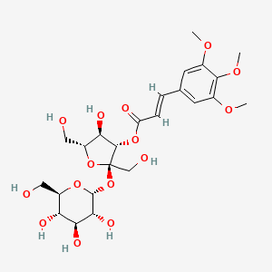 molecular formula C24H34O15 B10818125 [(2R,3S,4R,5R)-4-hydroxy-2,5-bis(hydroxymethyl)-2-[(2R,3R,4S,5S,6R)-3,4,5-trihydroxy-6-(hydroxymethyl)oxan-2-yl]oxyoxolan-3-yl] (E)-3-(3,4,5-trimethoxyphenyl)prop-2-enoate 