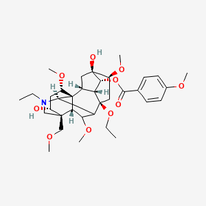 molecular formula C35H51NO10 B10818175 [(1S,2R,3R,4R,5S,6S,8R,10R,13R,14R,16S,17S,18R)-8-ethoxy-11-ethyl-5,14-dihydroxy-6,16,18-trimethoxy-13-(methoxymethyl)-11-azahexacyclo[7.7.2.12,5.01,10.03,8.013,17]nonadecan-4-yl] 4-methoxybenzoate 