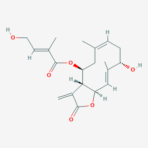 molecular formula C20H26O6 B10818204 [(3aR,4S,6Z,9S,10E,11aR)-9-hydroxy-6,10-dimethyl-3-methylidene-2-oxo-3a,4,5,8,9,11a-hexahydrocyclodeca[b]furan-4-yl] (E)-4-hydroxy-2-methylbut-2-enoate 