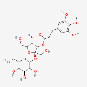 molecular formula C24H34O15 B10818245 (2R,3S,4R,5R)-4-hydroxy-2,5-bis(hydroxymethyl)-2-{[(2R,3R,4S,5S,6R)-3,4,5-trihydroxy-6-(hydroxymethyl)oxan-2-yl]oxy}oxolan-3-yl (2E)-3-(3,4,5-trimethoxyphenyl)prop-2-enoate 