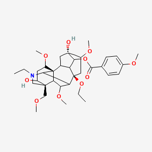 molecular formula C35H51NO10 B10818273 [(1S,5R,8R,13R)-8-ethoxy-11-ethyl-5,14-dihydroxy-6,16,18-trimethoxy-13-(methoxymethyl)-11-azahexacyclo[7.7.2.12,5.01,10.03,8.013,17]nonadecan-4-yl] 4-methoxybenzoate 