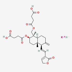 potassium;4-[[(1R,2R,4aR,5R,8aS)-2-(3-carboxypropanoyloxy)-1,4a-dimethyl-6-methylidene-5-[(E)-2-(5-oxo-2H-furan-4-yl)ethenyl]-3,4,5,7,8,8a-hexahydro-2H-naphthalen-1-yl]methoxy]-4-oxobutanoic acid;hydride