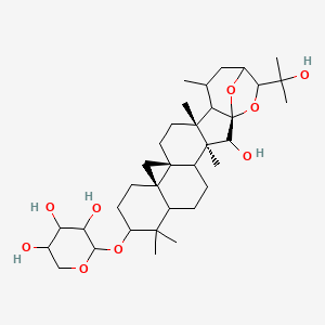 molecular formula C35H56O9 B10818309 2-[[(1S,3S,12R,14S,17R)-2-hydroxy-22-(2-hydroxypropan-2-yl)-3,8,8,17,19-pentamethyl-23,24-dioxaheptacyclo[19.2.1.01,18.03,17.04,14.07,12.012,14]tetracosan-9-yl]oxy]oxane-3,4,5-triol 