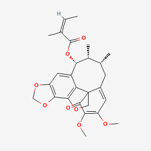 molecular formula C27H30O8 B10818371 [(12R,13R,14R)-18,19-dimethoxy-13,14-dimethyl-20-oxo-3,6,8-trioxapentacyclo[9.9.1.01,16.04,21.05,9]henicosa-4(21),5(9),10,16,18-pentaen-12-yl] (Z)-2-methylbut-2-enoate 