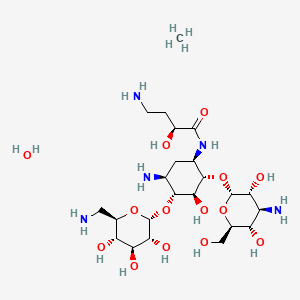 molecular formula C23H49N5O14 B10818391 AMikacin (hydrate) 