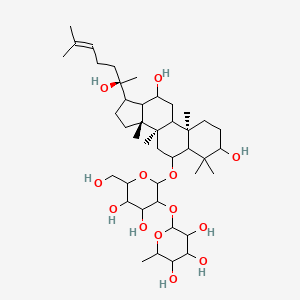 molecular formula C42H72O13 B10818403 2-[2-[[(8R,10R,14R)-3,12-dihydroxy-17-[(2R)-2-hydroxy-6-methylhept-5-en-2-yl]-4,4,8,10,14-pentamethyl-2,3,5,6,7,9,11,12,13,15,16,17-dodecahydro-1H-cyclopenta[a]phenanthren-6-yl]oxy]-4,5-dihydroxy-6-(hydroxymethyl)oxan-3-yl]oxy-6-methyloxane-3,4,5-triol 