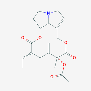 molecular formula C20H25NO6 B10818407 [(7R)-4-ethylidene-7-methyl-6-methylidene-3,8-dioxo-2,9-dioxa-14-azatricyclo[9.5.1.014,17]heptadec-11-en-7-yl] acetate 