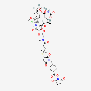 (2,5-dioxopyrrolidin-1-yl) 4-[[3-[5-[[(2S)-1-[[(1S,2R,3S,5S,6S,16Z,18Z,20R,21S)-11-chloro-21-hydroxy-12,20-dimethoxy-2,5,9,16-tetramethyl-8,23-dioxo-4,24-dioxa-9,22-diazatetracyclo[19.3.1.110,14.03,5]hexacosa-10,12,14(26),16,18-pentaen-6-yl]oxy]-1-oxopropan-2-yl]-methylamino]-2-methyl-5-oxopentan-2-yl]sulfanyl-2,5-dioxopyrrolidin-1-yl]methyl]cyclohexane-1-carboxylate