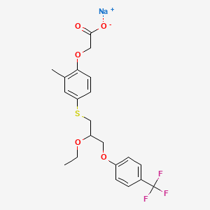 molecular formula C21H22F3NaO5S B10819159 sodium;2-[4-[2-ethoxy-3-[4-(trifluoromethyl)phenoxy]propyl]sulfanyl-2-methylphenoxy]acetate 