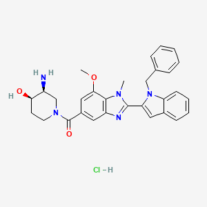 [(3S,4R)-3-amino-4-hydroxypiperidin-1-yl]-[2-(1-benzylindol-2-yl)-7-methoxy-1-methylbenzimidazol-5-yl]methanone;hydrochloride