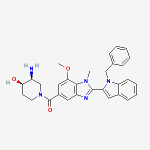 [(3S,4R)-3-amino-4-hydroxypiperidin-1-yl]-[2-(1-benzylindol-2-yl)-7-methoxy-1-methylbenzimidazol-5-yl]methanone