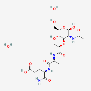 molecular formula C19H36N4O13 B10821295 (4R)-4-[[(2S)-2-[[(2R)-2-[(2R,3R,4R,5S,6R)-3-acetamido-2,5-dihydroxy-6-(hydroxymethyl)oxan-4-yl]oxypropanoyl]amino]propanoyl]amino]-5-amino-5-oxopentanoic acid;dihydrate 