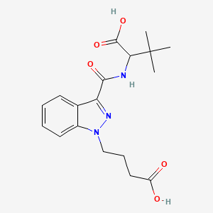 molecular formula C18H23N3O5 B10821404 4-Fluoro MDMB-BUTINACA N-(butanoic acid) 3,3-dimethylbutanoic acid metabolite 