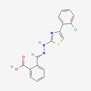 molecular formula C17H12ClN3O2S B10821455 2-[[[4-(2-Chlorophenyl)-1,3-thiazol-2-yl]hydrazinylidene]methyl]benzoic acid 