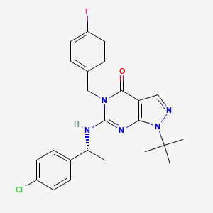 molecular formula C24H25ClFN5O B10821459 1-tert-butyl-6-[[(1R)-1-(4-chlorophenyl)ethyl]amino]-5-[(4-fluorophenyl)methyl]pyrazolo[3,4-d]pyrimidin-4-one 