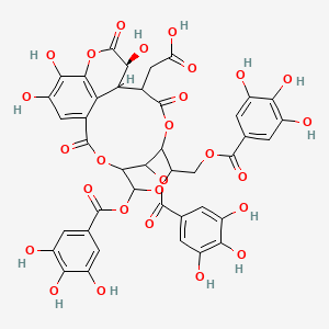 molecular formula C41H32O27 B10821550 2-[(13S)-13,17,18-trihydroxy-2,10,14-trioxo-5,21-bis[(3,4,5-trihydroxybenzoyl)oxy]-7-[(3,4,5-trihydroxybenzoyl)oxymethyl]-3,6,9,15-tetraoxatetracyclo[10.7.1.14,8.016,20]henicosa-1(19),16(20),17-trien-11-yl]acetic acid 