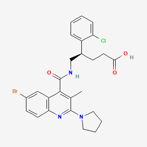 molecular formula C26H27BrClN3O3 B10821630 (4R)-5-[(6-bromo-3-methyl-2-pyrrolidin-1-ylquinoline-4-carbonyl)amino]-4-(2-chlorophenyl)pentanoic acid 