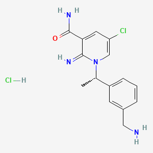 molecular formula C15H18Cl2N4O B10821658 1-[(1S)-1-[3-(aminomethyl)phenyl]ethyl]-5-chloro-2-iminopyridine-3-carboxamide;hydrochloride 