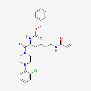 molecular formula C27H33ClN4O4 B10821821 benzyl N-[1-[4-(2-chlorophenyl)piperazin-1-yl]-1-oxo-6-(prop-2-enoylamino)hexan-2-yl]carbamate 