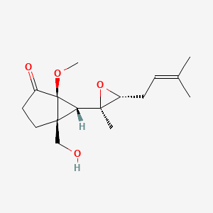 molecular formula C16H24O4 B10821824 (1S,5S,6S)-5-(hydroxymethyl)-1-methoxy-6-[(2R,3R)-2-methyl-3-(3-methylbut-2-enyl)oxiran-2-yl]bicyclo[3.1.0]hexan-2-one 