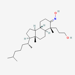 molecular formula C26H47NO2 B10822284 7H-Benz(E)inden-7-one, 3-((1R)-1,5-dimethylhexyl)dodecahydro-6-(3-hydroxypropyl)-3a,6-dimethyl-, oxime, (3R,3aR,5aS,6R,9aS,9bS)- CAS No. 14291-24-8