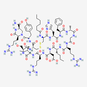 (Hept-cyclo(Cys-His-Phe-D-Ala-Gly-Arg-D-nle-Asp-Arg-Ile-Ser-Cys)-Tyr-(Arg mimetic)-NH2)