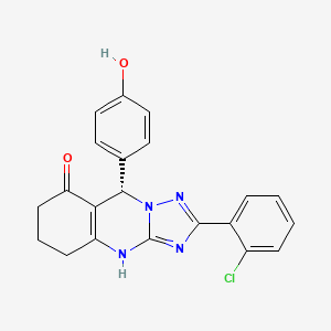 molecular formula C21H17ClN4O2 B10822351 (9S)-2-(2-chlorophenyl)-9-(4-hydroxyphenyl)-5,6,7,9-tetrahydro-4H-[1,2,4]triazolo[5,1-b]quinazolin-8-one 