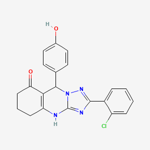 molecular formula C21H17ClN4O2 B10822380 2-(2-chlorophenyl)-9-(4-hydroxyphenyl)-5,6,7,9-tetrahydro-4H-[1,2,4]triazolo[5,1-b]quinazolin-8-one 