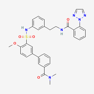 4'-methoxy-N,N-dimethyl-3'-{[3-(2-{[2-(2H-1,2,3-triazol-2-yl)benzene-1-carbonyl]amino}ethyl)phenyl]sulfamoyl}[1,1'-biphenyl]-3-carboxamide