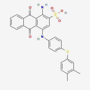 molecular formula C28H22N2O5S2 B10822394 1-Amino-4-[4-(3,4-dimethylphenyl)sulfanylanilino]-9,10-dioxoanthracene-2-sulfonic acid 