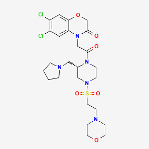 6,7-dichloro-4-[2-[(2S)-4-(2-morpholin-4-ylethylsulfonyl)-2-(pyrrolidin-1-ylmethyl)piperazin-1-yl]-2-oxoethyl]-1,4-benzoxazin-3-one