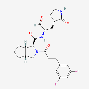 molecular formula C24H29F2N3O4 B10822408 (3S,3aS,6aR)-2-[3-(3,5-difluorophenyl)propanoyl]-N-[(2S)-1-oxo-3-[(3S)-2-oxopyrrolidin-3-yl]propan-2-yl]-3,3a,4,5,6,6a-hexahydro-1H-cyclopenta[c]pyrrole-3-carboxamide 