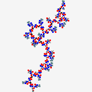 molecular formula C244H381N113O88P20 B10822431 1-[(2R,6S)-6-[[[(2S,6R)-2-[[[(2R,6S)-2-(2-amino-6-oxo-1H-purin-9-yl)-6-[[[(2S,6R)-2-[[[(2R,6S)-2-(2-amino-6-oxo-1H-purin-9-yl)-6-[[[(2R,6S)-2-(2-amino-6-oxo-1H-purin-9-yl)-6-[[[(2S,6R)-2-[[[(2S,6R)-2-[[[(2R,6S)-2-(2-amino-6-oxo-1H-purin-9-yl)-6-[[[(2S,6R)-2-[[[(2S,6R)-2-[[[(2S,6R)-2-[[[(2S,6R)-2-[[[(2R,6S)-2-(2-amino-6-oxo-1H-purin-9-yl)-6-[[[(2R,6S)-2-(2-amino-6-oxo-1H-purin-9-yl)-6-[[[(2R,6S)-2-(4-amino-2-oxopyrimidin-1-yl)-6-[[[(2R,6S)-2-(4-amino-2-oxopyrimidin-1-yl)-6-[[[(2S,6R)-2-[[[(2R,6S)-2-(4-amino-2-oxopyrimidin-1-yl)-6-[[[(2R,6S)-2-(4-amino-2-oxopyrimidin-1-yl)-6-(hydroxymethyl)morpholin-4-yl]-(dimethylamino)phosphoryl]oxymethyl]morpholin-4-yl]-(dimethylamino)phosphoryl]oxymethyl]-6-(5-methyl-2,4-dioxopyrimidin-1-yl)morpholin-4-yl]-(dimethylamino)phosphoryl]oxymethyl]morpholin-4-yl]-(dimethylamino)phosphoryl]oxymethyl]morpholin-4-yl]-(dimethylamino)phosphoryl]oxymethyl]morpholin-4-yl]-(dimethylamino)phosphoryl]oxymethyl]morpholin-4-yl]-(dimethylamino)phosphoryl]oxymethyl]-6-(5-methyl-2,4-dioxopyrimidin-1-yl)morpholin-4-yl]-(dimethylamino)phosphoryl]oxymethyl]-6-(5-methyl-2,4-dioxopyrimidin-1-yl)morpholin-4-yl]-(dimethylamino)phosphoryl]oxymethyl]-6-(4-amino-2-oxopyrimidin-1-yl)morpholin-4-yl]-(dimethylamino)phosphoryl]oxymethyl]-6-(5-methyl-2,4-dioxopyrimidin-1-yl)morpholin-4-yl]-(dimethylamino)phosphoryl]oxymethyl]morpholin-4-yl]-(dimethylamino)phosphoryl]oxymethyl]-6-(6-aminopurin-9-yl)morpholin-4-yl]-(dimethylamino)phosphoryl]oxymethyl]-6-(6-aminopurin-9-yl)morpholin-4-yl]-(dimethylamino)phosphoryl]oxymethyl]morpholin-4-yl]-(dimethylamino)phosphoryl]oxymethyl]morpholin-4-yl]-(dimethylamino)phosphoryl]oxymethyl]-6-(5-methyl-2,4-dioxopyrimidin-1-yl)morpholin-4-yl]-(dimethylamino)phosphoryl]oxymethyl]morpholin-4-yl]-(dimethylamino)phosphoryl]oxymethyl]-6-(5-methyl-2,4-dioxopyrimidin-1-yl)morpholin-4-yl]-(dimethylamino)phosphoryl]oxymethyl]-4-[[(2S,6R)-6-(4-amino-2-oxopyrimidin-1-yl)morpholin-2-yl]methoxy-(dimethylamino)phosphoryl]morpholin-2-yl]-5-methylpyrimidine-2,4-dione 