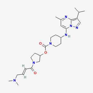 molecular formula C26H39N7O3 B10822460 1-Piperidinecarboxylic acid, 4-[[5-methyl-3-(1-methylethyl)pyrazolo[1,5-a]pyrimidin-7-yl]amino]-, 1-[(2E)-4-(dimethylamino)-1-oxo-2-buten-1-yl]-3-pyrrolidinyl ester 