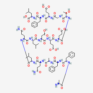 molecular formula C86H124N18O28 B10822474 (2S)-2-[[(2S)-2-[[(2S)-2-[[2-[[(2S,3R)-2-[[(2S)-2-[[(2S)-2-[[(2S)-2-[[(2S)-2-[[(2S)-5-amino-2-[[(2S)-2-[[(2S)-5-amino-2-[[(2S)-2-[[(2S)-2-[[(2S)-2-[[(2S)-2-aminopropanoyl]amino]-3-phenylpropanoyl]amino]-3-phenylpropanoyl]amino]propanoyl]amino]-5-oxopentanoyl]amino]-4-methylpentanoyl]amino]-5-oxopentanoyl]amino]-4-methylpentanoyl]amino]-3-carboxypropanoyl]amino]-4-carboxybutanoyl]amino]-4-carboxybutanoyl]amino]-3-hydroxybutanoyl]amino]acetyl]amino]-4-carboxybutanoyl]amino]-3-phenylpropanoyl]amino]-4-methylpentanoic acid 