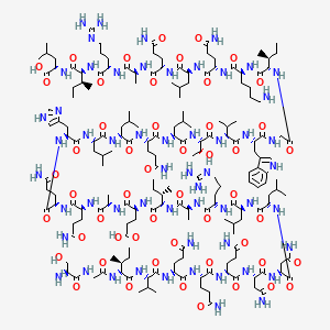 molecular formula C184H310N56O51 B10822512 (2S)-2-[[(2S,3S)-2-[[(2S)-2-[[(2S)-2-[[(2S)-5-amino-2-[[(2S)-2-[[(2S)-5-amino-2-[[(2S)-6-amino-2-[[(2S,3S)-2-[[2-[[(2S)-2-[[(2S)-2-[[(2S,3R)-2-[[(2S)-2-[[(2S)-5-amino-2-[[(2S)-2-[[(2S)-2-[[(2S)-2-[[(2S)-5-amino-2-[[(2S)-5-amino-2-[[(2S)-2-[[(2S)-2-[[(2S,3S)-2-[[(2S)-2-[[(2S)-2-[[(2S)-2-[[(2S)-2-[[(2S)-4-amino-2-[[(2S)-4-amino-2-[[(2S)-5-amino-2-[[(2S)-5-amino-2-[[(2S)-5-amino-2-[[(2S)-2-[[(2S,3S)-2-[[2-[[(2S)-2-amino-3-hydroxypropanoyl]amino]acetyl]amino]-3-methylpentanoyl]amino]-3-methylbutanoyl]amino]-5-oxopentanoyl]amino]-5-oxopentanoyl]amino]-5-oxopentanoyl]amino]-4-oxobutanoyl]amino]-4-oxobutanoyl]amino]-4-methylpentanoyl]amino]-4-methylpentanoyl]amino]-5-(diaminomethylideneamino)pentanoyl]amino]propanoyl]amino]-3-methylpentanoyl]amino]-4-carboxybutanoyl]amino]propanoyl]amino]-5-oxopentanoyl]amino]-5-oxopentanoyl]amino]-3-(1H-imidazol-4-yl)propanoyl]amino]-4-methylpentanoyl]amino]-4-methylpentanoyl]amino]-5-oxopentanoyl]amino]-4-methylpentanoyl]amino]-3-hydroxybutanoyl]amino]-3-methylbutanoyl]amino]-3-(1H-indol-3-yl)propanoyl]amino]acetyl]amino]-3-methylpentanoyl]amino]hexanoyl]amino]-5-oxopentanoyl]amino]-4-methylpentanoyl]amino]-5-oxopentanoyl]amino]propanoyl]amino]-5-(diaminomethylideneamino)pentanoyl]amino]-3-methylpentanoyl]amino]-4-methylpentanoic acid 