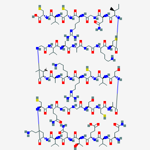 molecular formula C140H246N48O45S6 B10822643 (4S)-5-[[(2S,3R)-1-[[(2S)-4-amino-1-[[(2S)-1-[[(2S)-6-amino-1-[[(2R)-1-[[(2S)-5-amino-1-[[2-[[2-[[(2S)-1-[[(2R)-1-[[(2S)-1-[[(2S)-1-[[(2S)-1-[[(2R)-1-[[(2S)-1-[[(2S)-6-amino-1-[[(2S)-1-[[(2S,3S)-1-[[2-[[(2S)-1-[[(2S)-1-[[(2S)-1-[[2-[[(2S)-6-amino-1-[[(2R)-1-[[(2S,3S)-1-[[(2S)-4-amino-1-[[2-[[(2S)-1-[[(2R)-1-[[(2S)-1-[[(1R)-1-carboxy-2-sulfanylethyl]amino]-3-methyl-1-oxobutan-2-yl]amino]-1-oxo-3-sulfanylpropan-2-yl]amino]-5-(diaminomethylideneamino)-1-oxopentan-2-yl]amino]-2-oxoethyl]amino]-1,4-dioxobutan-2-yl]amino]-3-methyl-1-oxopentan-2-yl]amino]-1-oxo-3-sulfanylpropan-2-yl]amino]-1-oxohexan-2-yl]amino]-2-oxoethyl]amino]-1-oxopropan-2-yl]amino]-1-oxopropan-2-yl]amino]-3-methyl-1-oxobutan-2-yl]amino]-2-oxoethyl]amino]-3-methyl-1-oxopentan-2-yl]amino]-1-oxopropan-2-yl]amino]-1-oxohexan-2-yl]amino]-5-(diaminomethylideneamino)-1-oxopentan-2-yl]amino]-1-oxo-3-sulfanylpropan-2-yl]amino]-3-methyl-1-oxobutan-2-yl]amino]-3-hydroxy-1-oxopropan-2-yl]amino]-1-oxopropan-2-yl]amino]-1-oxo-3-sulfanylpropan-2-yl]amino]-3-hydroxy-1-oxopropan-2-yl]amino]-2-oxoethyl]amino]-2-oxoethyl]amino]-1,5-dioxopentan-2-yl]amino]-1-oxo-3-sulfanylpropan-2-yl]amino]-1-oxohexan-2-yl]amino]-3-methyl-1-oxobutan-2-yl]amino]-1,4-dioxobutan-2-yl]amino]-3-hydroxy-1-oxobutan-2-yl]amino]-4-[[(2S)-2-[[(2S)-2,5-diamino-5-oxopentanoyl]amino]-3-methylbutanoyl]amino]-5-oxopentanoic acid 