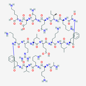 (2S)-6-amino-2-[[(2S)-2-[[(2S)-4-amino-2-[[(2S)-5-amino-2-[[(2S,3S)-2-[[(2S)-6-amino-2-[[(2S)-2-[[(2S)-2-[[(2S)-2-[[(2S)-6-amino-2-[[(2S)-2-[[(2S)-2-[[(2S)-2-[[(2S)-6-amino-2-[[(2S)-2-[[(2S)-2-[[(2S)-6-amino-2-[[(2S)-6-amino-2-[[(2S)-2-aminopropanoyl]amino]hexanoyl]amino]hexanoyl]amino]-3-methylbutanoyl]amino]-3-phenylpropanoyl]amino]hexanoyl]amino]-5-(diaminomethylideneamino)pentanoyl]amino]-4-methylpentanoyl]amino]-4-carboxybutanoyl]amino]hexanoyl]amino]-4-methylpentanoyl]amino]-3-phenylpropanoyl]amino]-3-hydroxypropanoyl]amino]hexanoyl]amino]-3-methylpentanoyl]amino]-5-oxopentanoyl]amino]-4-oxobutanoyl]amino]-3-carboxypropanoyl]amino]hexanoic acid